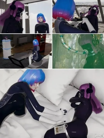 [胧月工坊] 被封闭在乳胶衣的少女和照顾她生活起居的胶衣女仆